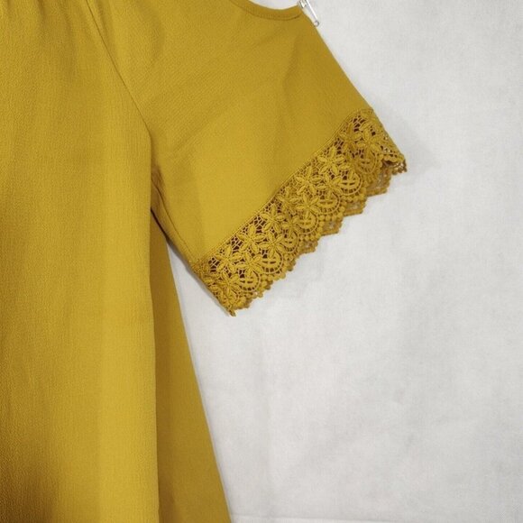 Cato Cold Shoulder Top Off the Shoulder Women Size M Yellow-Brown Short Sleeve - Picture 3 of 9